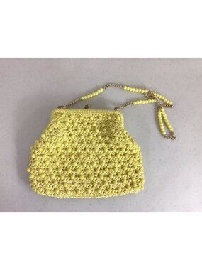 Gary Gail of Dallas 1960s Yellow Beaded Purse Flower Made Japan Vintage